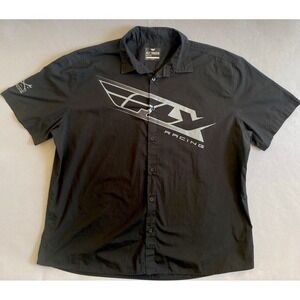 Fly Racing Men's Size XXL Pit Crew Black Button Up Short Sleeve Shirt